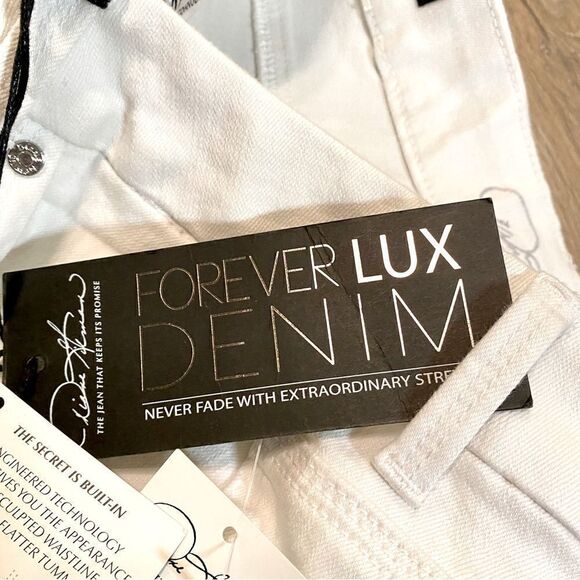DIANE GILMAN FOREVER LUX SLIM BOOT WHITE DENIM JEANS 4 TALL NWT - Picture 8 of 16